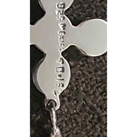 Fine Sterling Silver Taxco Artisan craft Cross Pendant w/ 6 purple Sugilite VTG - Picture 13 of 16